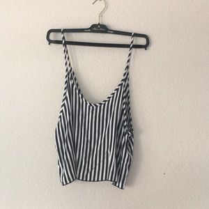 Black and white striped cropped tank top